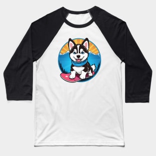 Majestic Husky Snowboarder Baseball T-Shirt